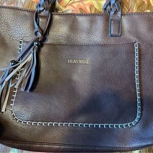 IHAYNER Faux Leather Dark Brown Tote Bag